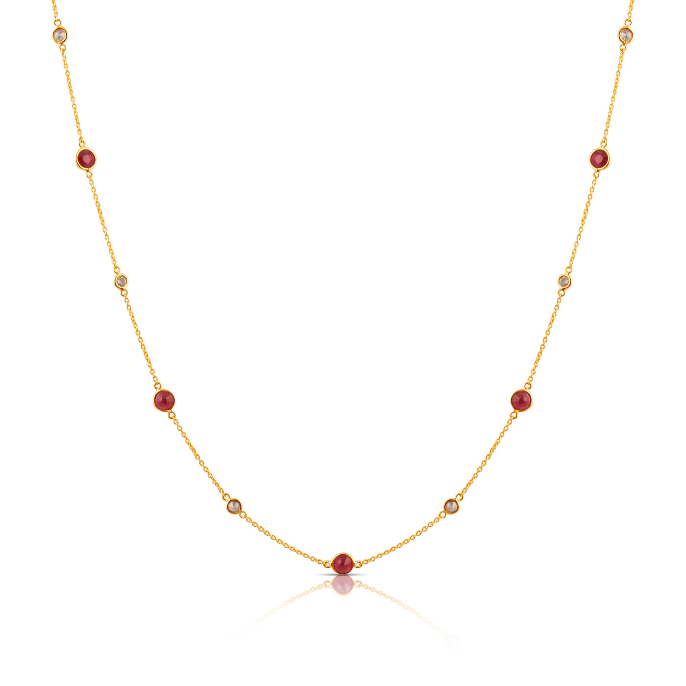 Ruby Rd. Fac. & Diamond Rd. Necklace In 18K Yellow Gold