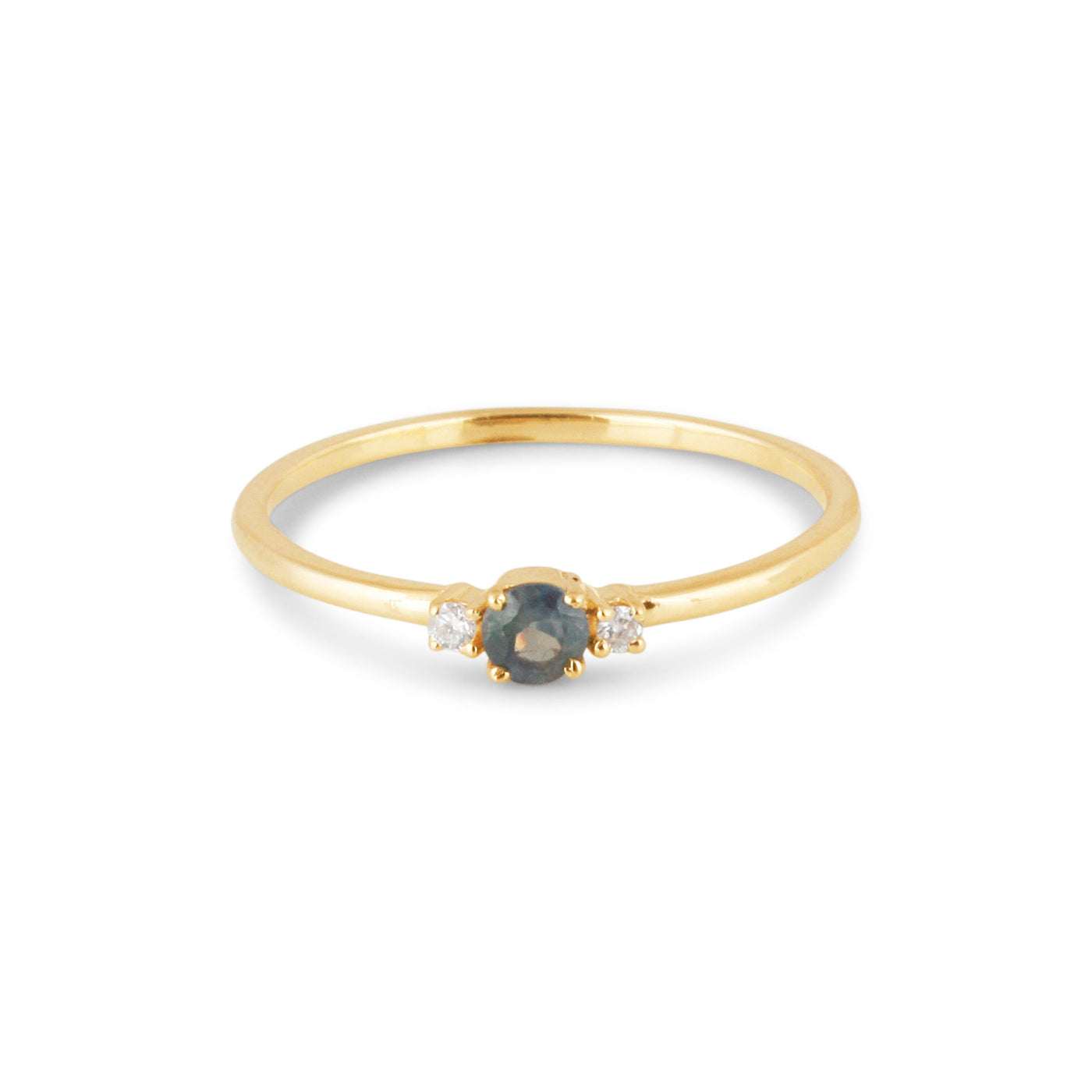 Alexandrite & Diamond Ring In 18K Yellow Gold