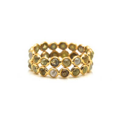 Champaign Diamonds Double Row Ring In 18K Gold