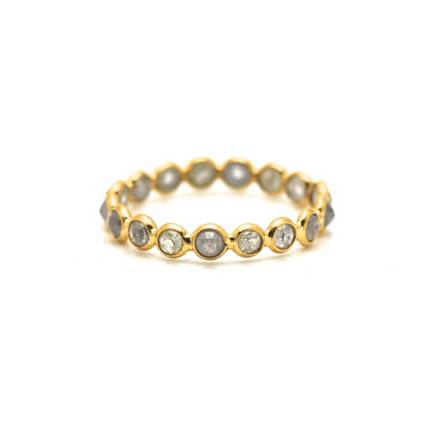 Champaign Diamonds Band Ring In 18K Yellow Gold