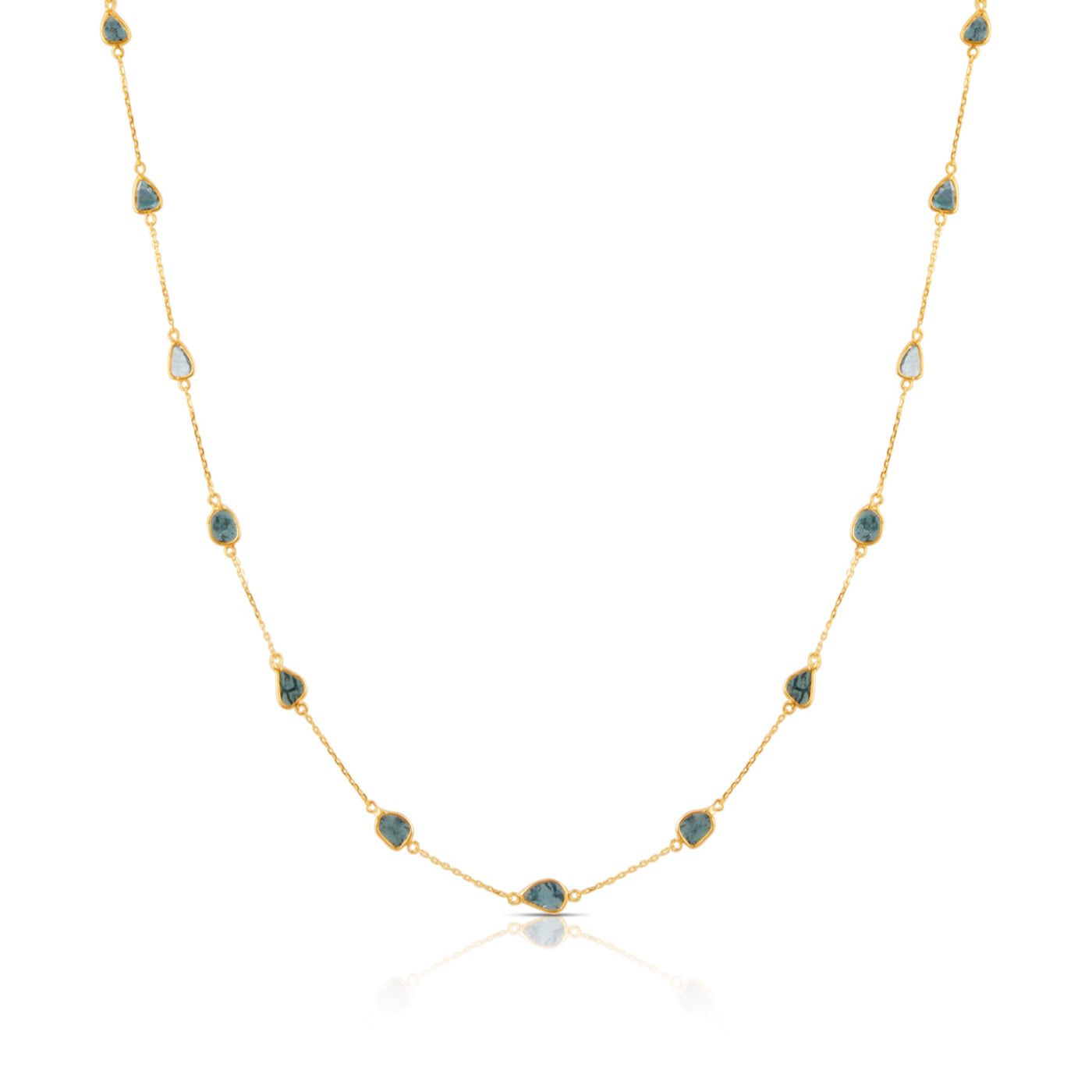 Blue Diamond Slice Necklace In 18K Yellow Gold