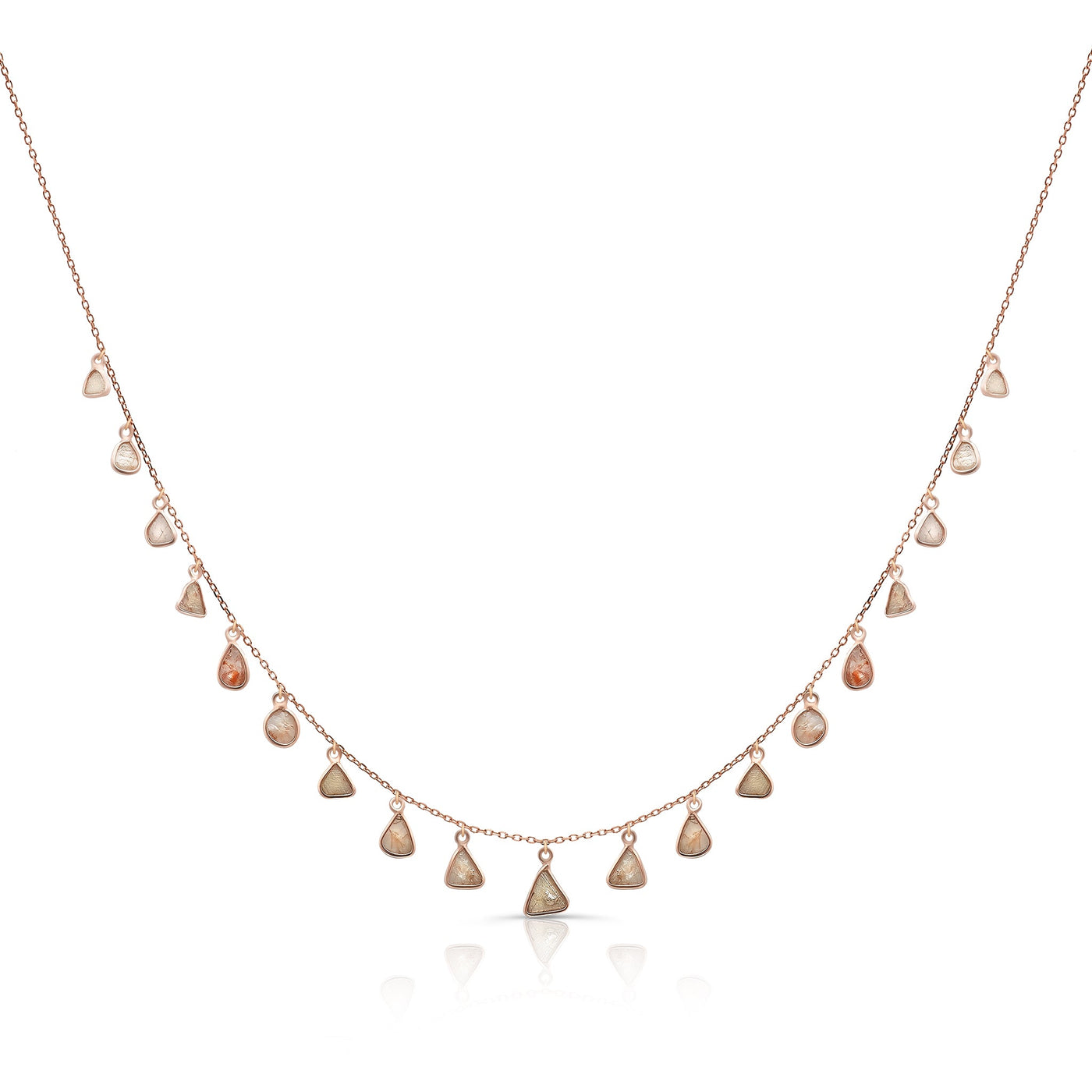Diamond Slices U/S Necklace In 18K Rose Gold